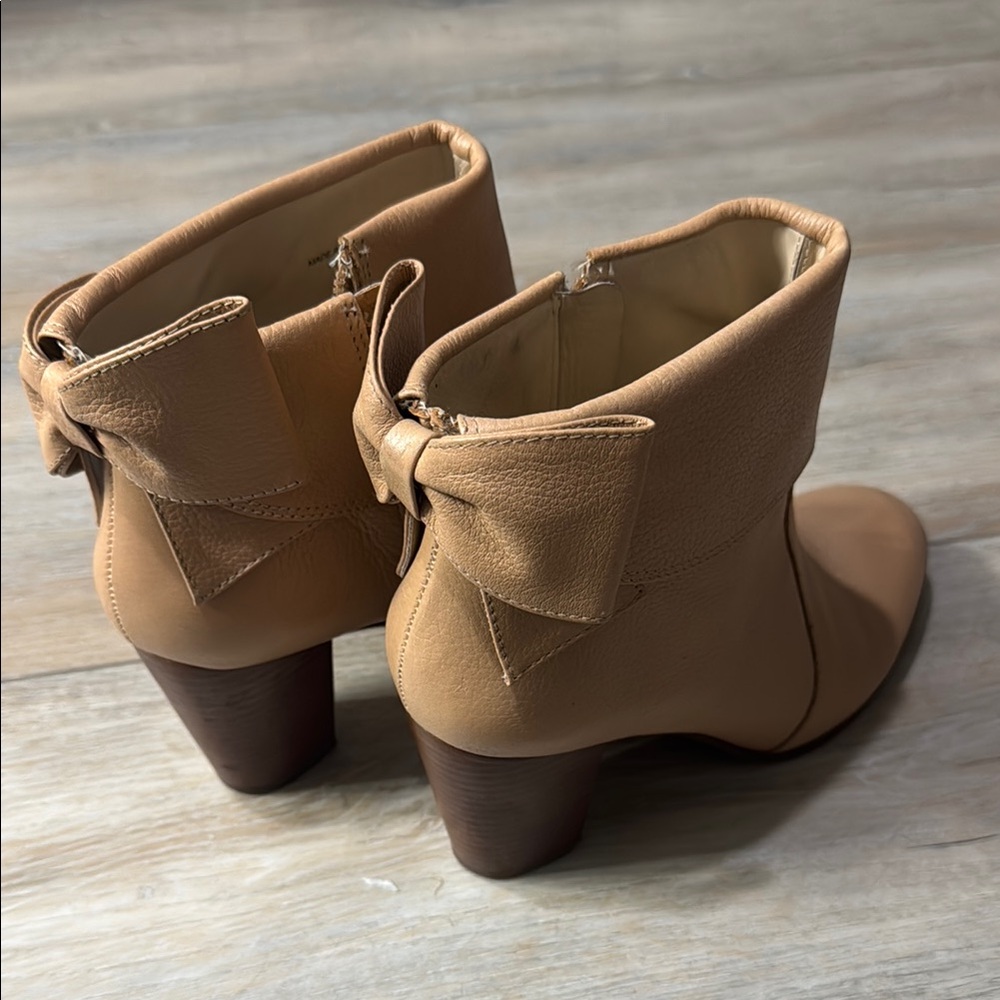 Tan Ankle Boots with Block Heel